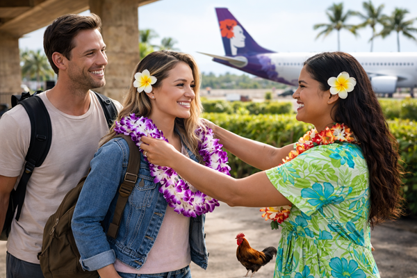 Kauai Lei Greeting at Lihue Airport