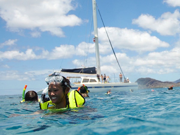 snorkeler at surface